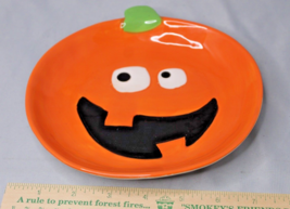 Studio 33 Halloween 7&quot; Mini Plate Pumpkin Jack o’ lantern Orange Ceramic - £6.06 GBP