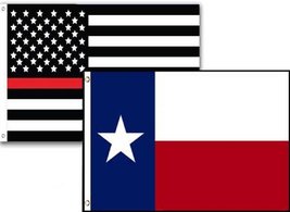 2x3 USA Fire Red Line Texas State 2 Pack Flag Wholesale Set Combo 2&#39;x3&#39; 2ft x 3f - £6.64 GBP