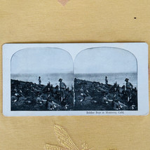 1900&#39;s STEREOVIEW US Soldier Boys  Camp On Ocean At Monterey, California - £8.66 GBP