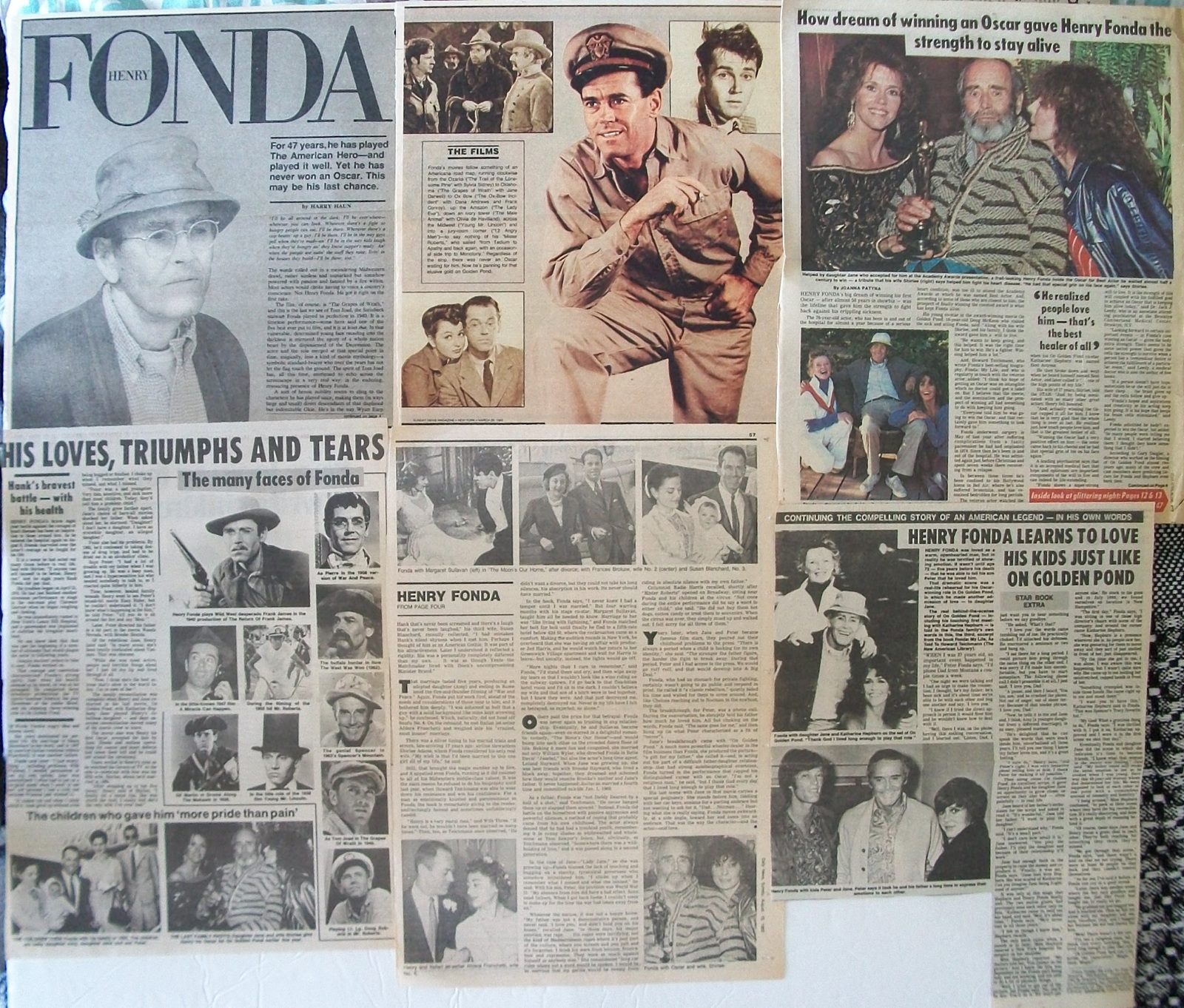 HENRY FONDA ~ 12 Color and B&amp;W Oversized ARTICLES from 1981-1983 ~ Clipp... - $8.37
