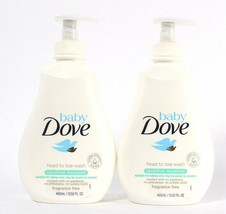 2 Bottles Dove 13.52 Oz Baby Sensitive Moisture Fragrance Free Head To T... - £18.09 GBP