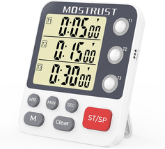 Digital Dual Kitchen Timer, 3 Channels Countdown Triple Timer for Cooking - $23.44