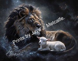 Lion and the Lamb 8X10 signed by the artist ready-to-frame, high quality print - £15.29 GBP