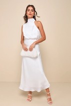 Lulus Distinctive Charm White Satin Asymmetrical Midi Dress Small NEW NWT - $494.09 MXN