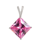 2 ct. Genuine Pink Sapphire Solitaire Pendant Necklace in Sterling Silver - $49.90