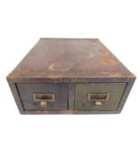 1960s Shaw Walker Metal 2 Drawer Card File Cabinet Faux Wood Industrial ... - €128,95 EUR