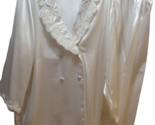 Etienne vintage off-white satin lace Pajamas long sleeve shirt pants 27&quot;... - $28.06