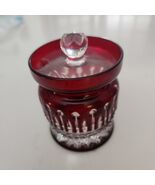 Ruby Red Cut to Clear Glass Jam Jar Godinger Crystal Legends Lead Crysta... - $49.49