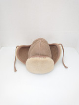 Vintage Leather Shearling Sheepskin Aviator/Pilot/Trapper Hat, Camel Tan, Medium - $61.77