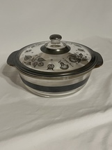 George Briard Fire King 2 Quart Glass Casserole Dish With Lid Silver Floral - £39.86 GBP