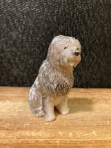 Vintage Old English Sheepdog Gray White Silver Hard Plastic Figure 2.5” ... - £5.36 GBP