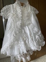 Vtg Christening Baptism Dress, Size 2 USA white Ruffles Lots Of Embellis... - $49.49