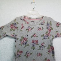 Loft Shirt Womens Extra Small Floral Gray Short Wing Sleeve Pink Flowers - £7.02 GBP