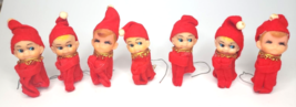 Vintage Teters Christmas Pixie Elf Felt Knee Hugger Ornaments Lot of 7 Hong Kong - £103.90 GBP