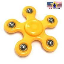 Five Arm Quinary Flower Fidget Spinner Plastic Kid Toy Metal Ball Spin Yellow - £4.63 GBP