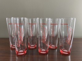 Set of 6 Budweiser Red Bottom Bowtie King of Beers Tall Glass This Buds For You - £39.14 GBP