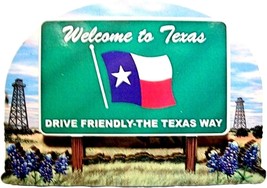 Texas State Welcome Sign Artwood Fridge Magnet - $139.92 MXN