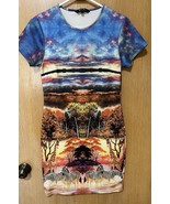 Just Love Africa Dress Womens Size Sm Safari Sunset Multicolor Sheath Pr... - $367.33 MXN