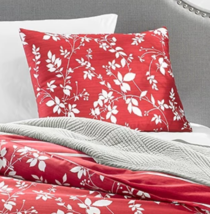Charter Club Damask Leaves Silhouette Red Cotton Sateen Standard Pillow Sham NEW - $54.99