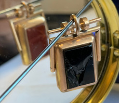 Vtg Pocket Watch Fob Pendant Rose Gold Filled Black &amp; Carnelian Colored ... - £110.42 GBP