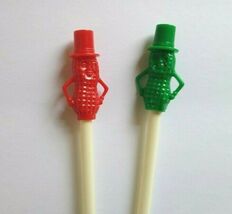 Peanut Vintage Green &amp; Red Drinking Straws 1950s Planters Peanuts Pop Cu... - $17.09