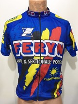 Feryn Mens 5 L Full Zip Short Sleeve Blue Yellow Red Bike Jersey Belgium... - $33.81