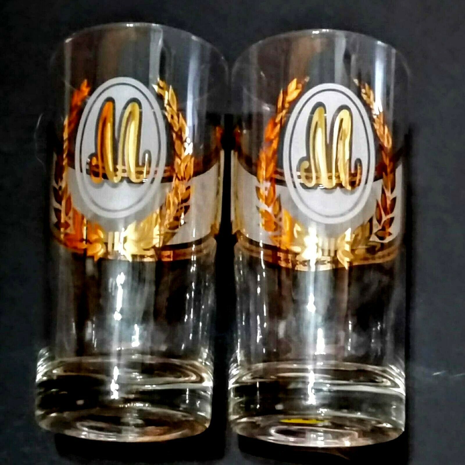 Primary image for Clear Tumbler Drinking Glass LOT Frosted White & Gold Monogram Letter M Initial