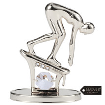 Matashi Silver Plated Surfer Figurine Embellished with Crystals, Surfing... - $24.99