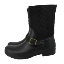Women 9 Sperry Top-Sider Quilted Black Boots Buckle Waterproof Rubber Boot - £23.25 GBP