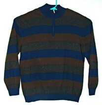 Mens Enzo Mantovani Quarter Zip Wool Cashmere Blend Sweater Blue Brown G... - £59.77 GBP