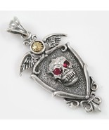 Red EyeSkull on Winged Shield with Fleur-De-Lis emblem Two Tone Bronze &amp;... - $3,964.72 MXN