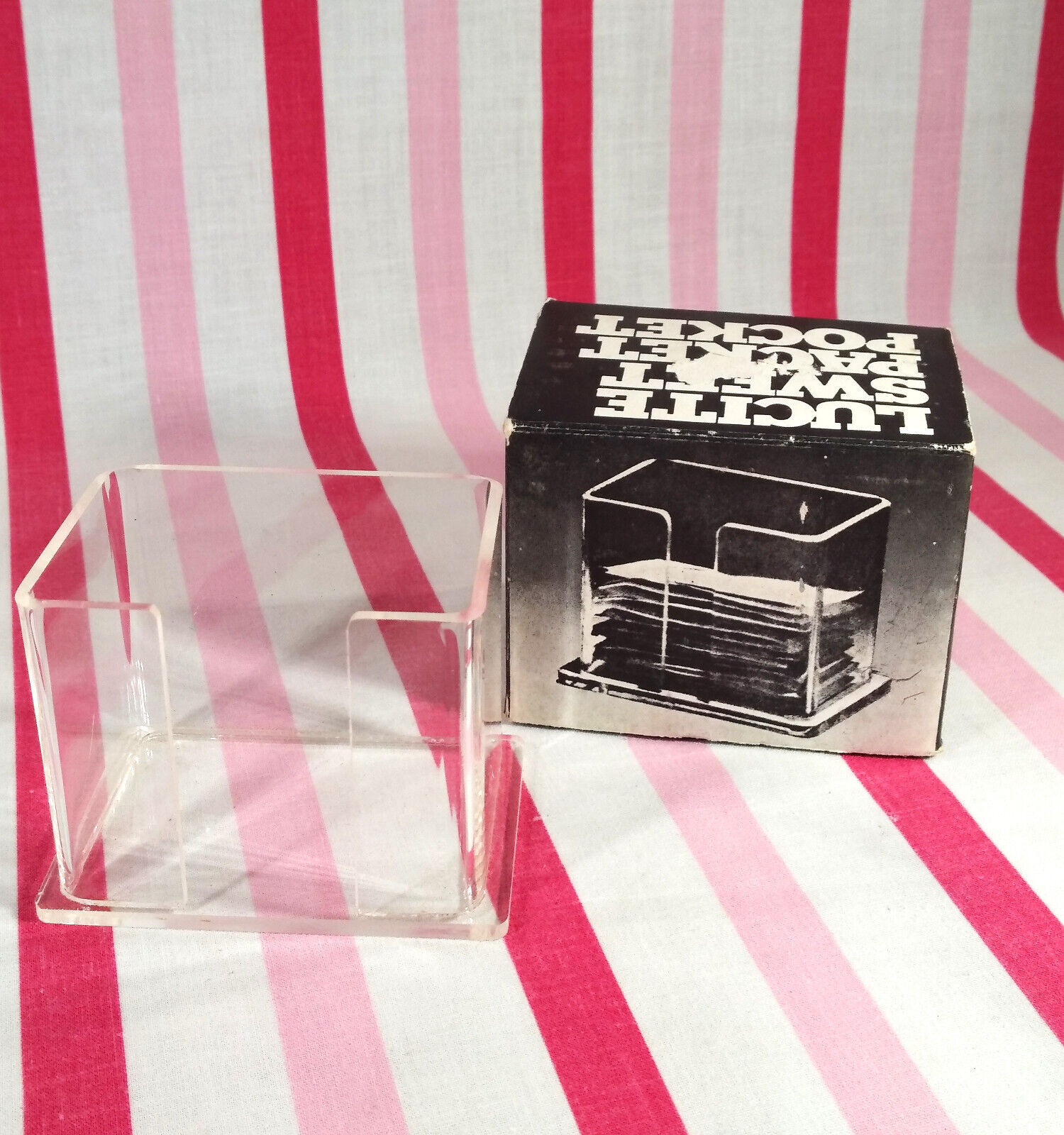 Primary image for Cool 1970's Knobler Lucite Sweet Packet Pocket Holder w/Orig Box • Hong Kong