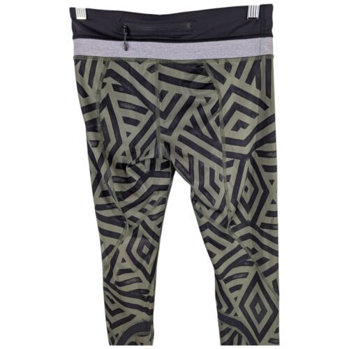 Lululemon Womens Leggings Green Black Size 4 Striped 22 Inseam Capri Crop - £26.10 GBP
