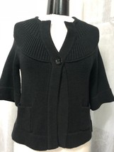 White House Black Market Women&#39;s Sweater Black 3/4 Sleeve Cardigan Size xs - £23.19 GBP