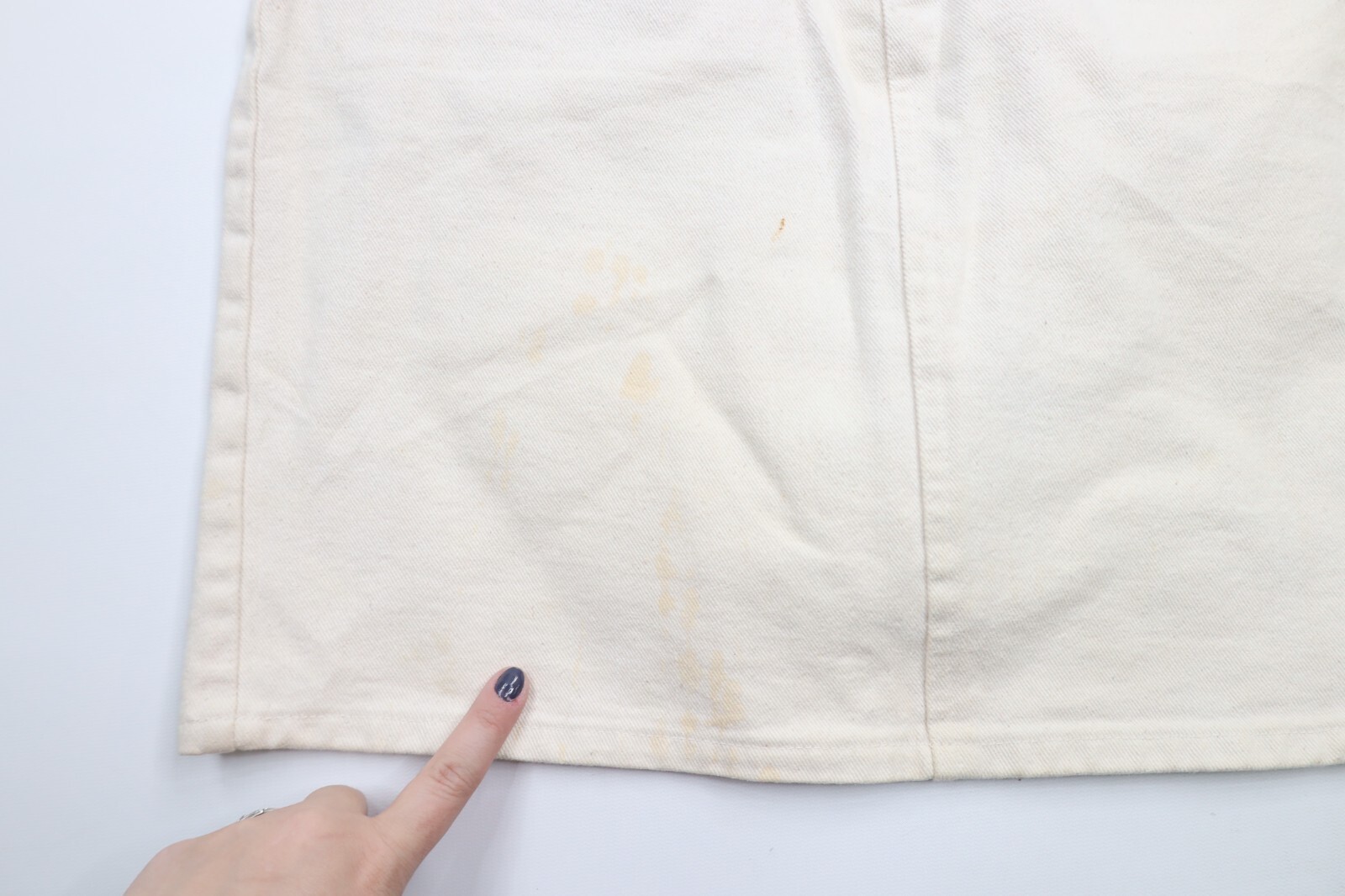 Vintage 80s Life Savers Candy Womens 11 Distressed Denim Jean Skirt Cream USA Item image 4