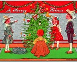 Bambini Carta Cappelli Albero di Natale Candele Merry Lamina DB Cartolin... - $14.29