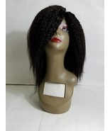 100% human virgin Remy hair kinky straight full wig 12&quot; handmade black n... - £89.55 GBP