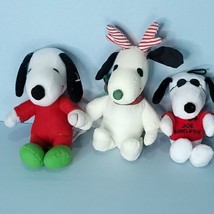 MetLife Peanuts Snoopy Charlie Brown Dog Plush Lot Of 3 Xmas Joe Mistlet... - £18.09 GBP