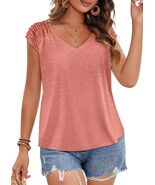 Bliwov Womens Cute Summer V Neck Short Sleeve Casual T Shirt Pink - $327.34 MXN