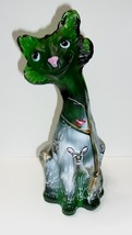 Fenton Glass Emerald Green Deer Family Alley Cat Figurine Ltd #21/61 JK Spindler - £308.04 GBP