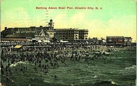 Bathing Above Steel Pier Atlantic City New Jersey NJ 1911 DB Postcard Q15 - £3.05 GBP