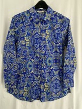 Liz Claiborne New York Women&#39;s Size 8 Blue Multicolor Paisley Top Blouse... - $11.39