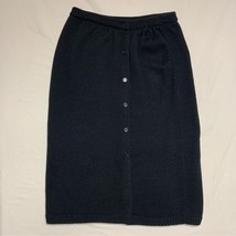 Vintage Black Knit Wool Skirt Women’s Medium Academia Librarian Pencil Straight - £34.91 GBP