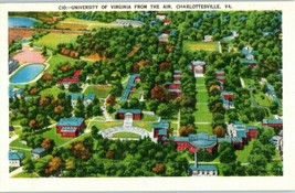 Aerial View Vintage Linen Postcard University Of Virginia Charlottesville - £8.73 GBP