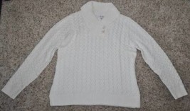 Womens Sweater Croft &amp; Barrow White Shawl Collar Braided Long Sleeve $44... - £18.57 GBP