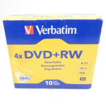 Verbatim VER94839 DVD+RW 4.7GB 4X w Branded Surface 10pk Jewel Case - $7.00