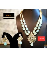 Kundan Jewelry Indian Earrings Necklace Tikka Set New Year Chokar Bridal... - $991.17 MXN