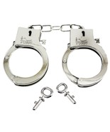 24 PAIR BULK LOT ELECTROPLATED SHINEY SILVER PLASTIC HANDCUFFS toy w key... - £14.90 GBP