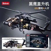 Model Building Blocks for Black Hawk Rescue Helicopter Military MOC Bricks Toys - £35.68 GBP