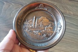 Armenian Vintage Copper Plate of Mount Ararat and Khor Virap Monastery  - £66.26 GBP